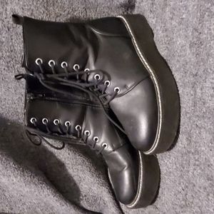 Asos leather platform laceup boots